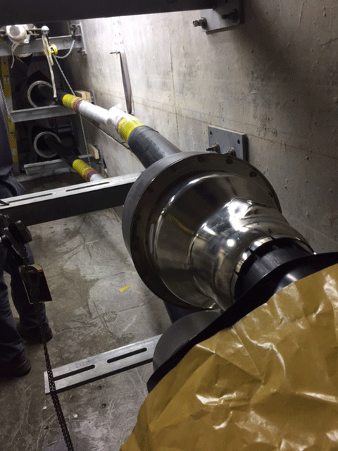 Pictured: 138kV cable splicing operation inside vault.
