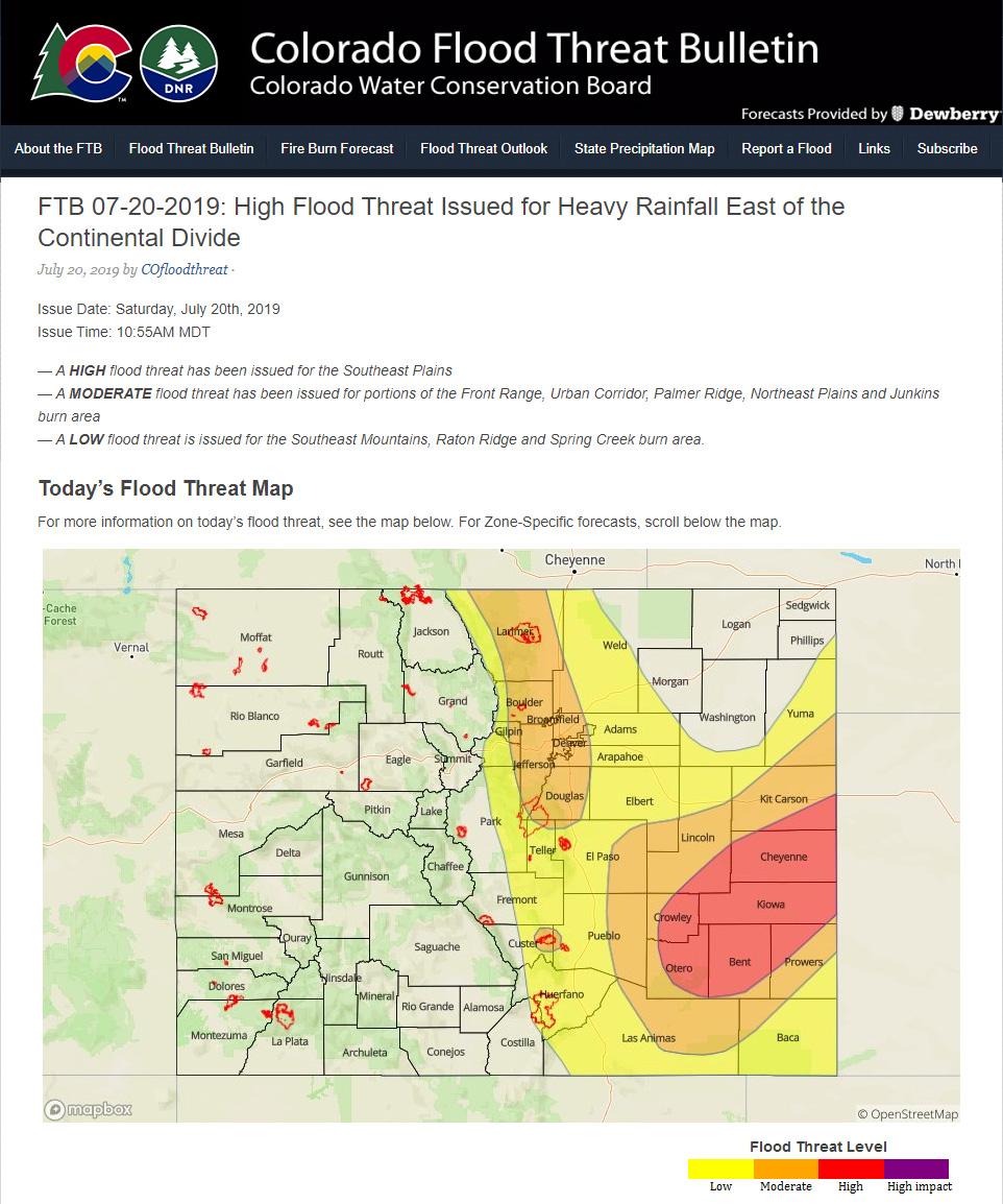 Colorado Flood Threat Bulletin