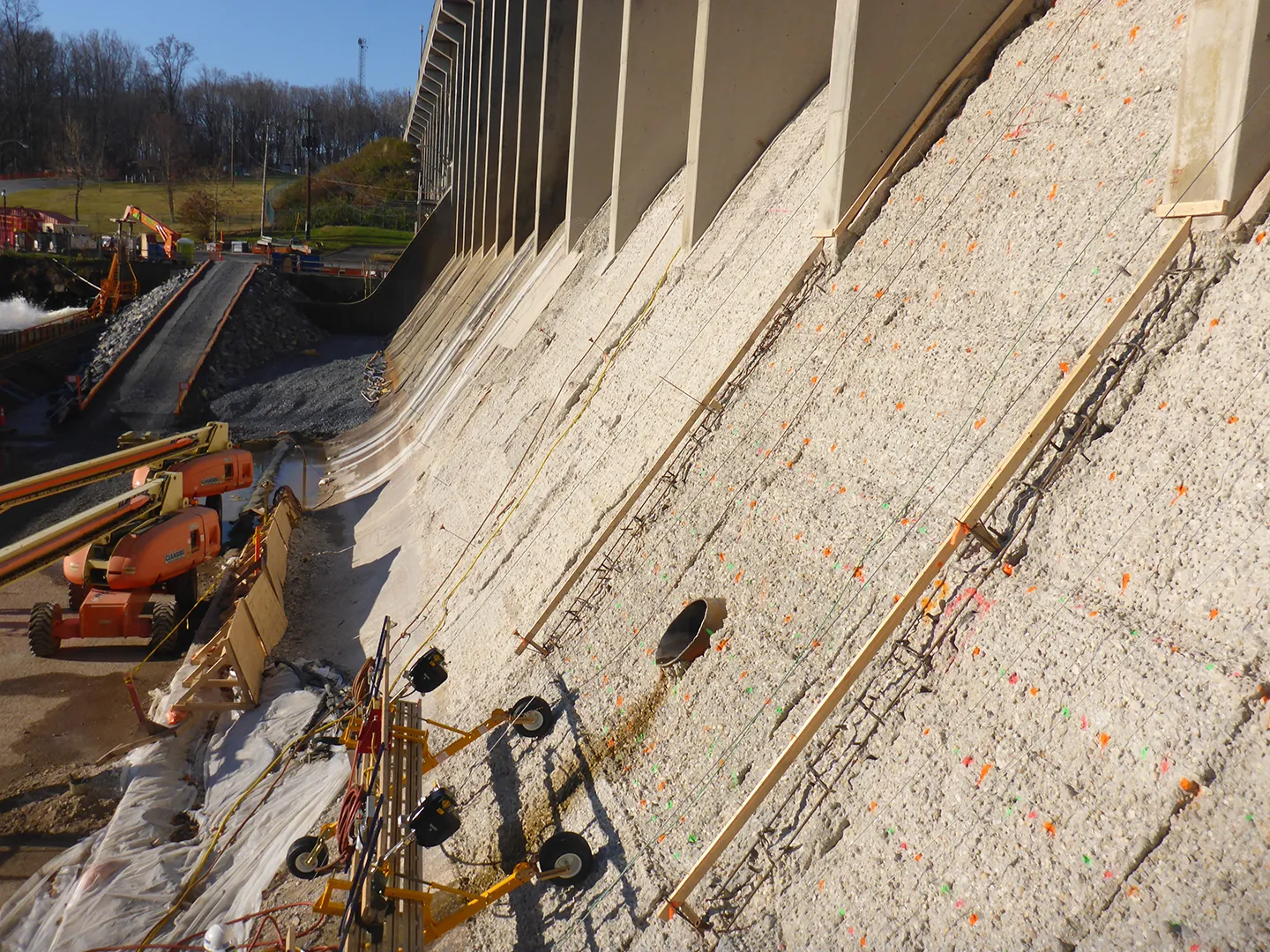 The spillway after the hydroblasting process. From the scans we were able to determine the amount of concrete removed.