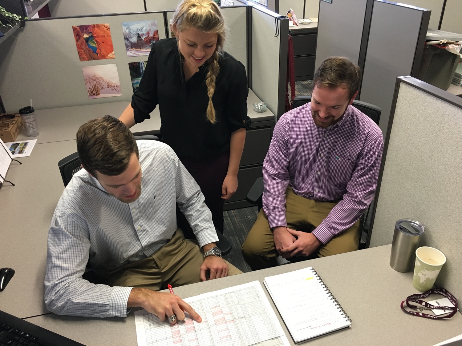 Graduate engineers Austin Beshears, Kate Corbett, and Thorne King are all involved in the training program. 