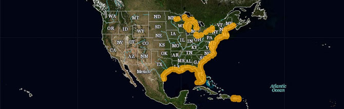Screen capture of the CBRS map from USFWS
