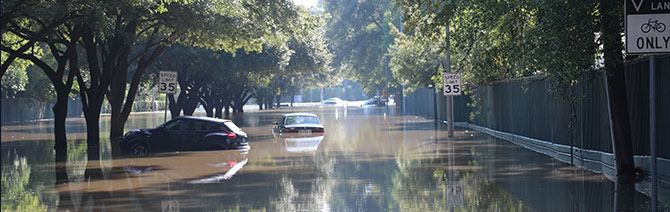 Street flooded in Houston after Hurricane Harvey