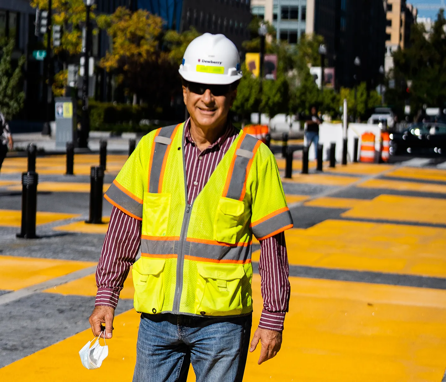 Associate Vice President and Senior Construction Manager Sia Agahy walks the site of the Black Lives Matter Plaza. Photo courtesy of Dewberry. 