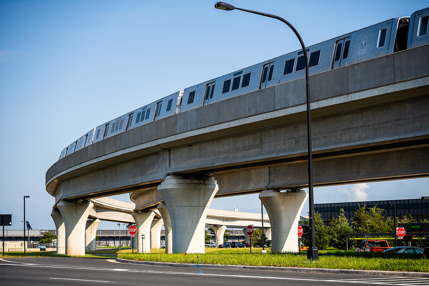 The $1.18-billion second phase of the Dulles Corridor Metrorail, also known as the Silver Line, is an 11.4-mile extension by the design-build team of Capital Rail Constructors for the Metropolitan Washington Airports Authority.