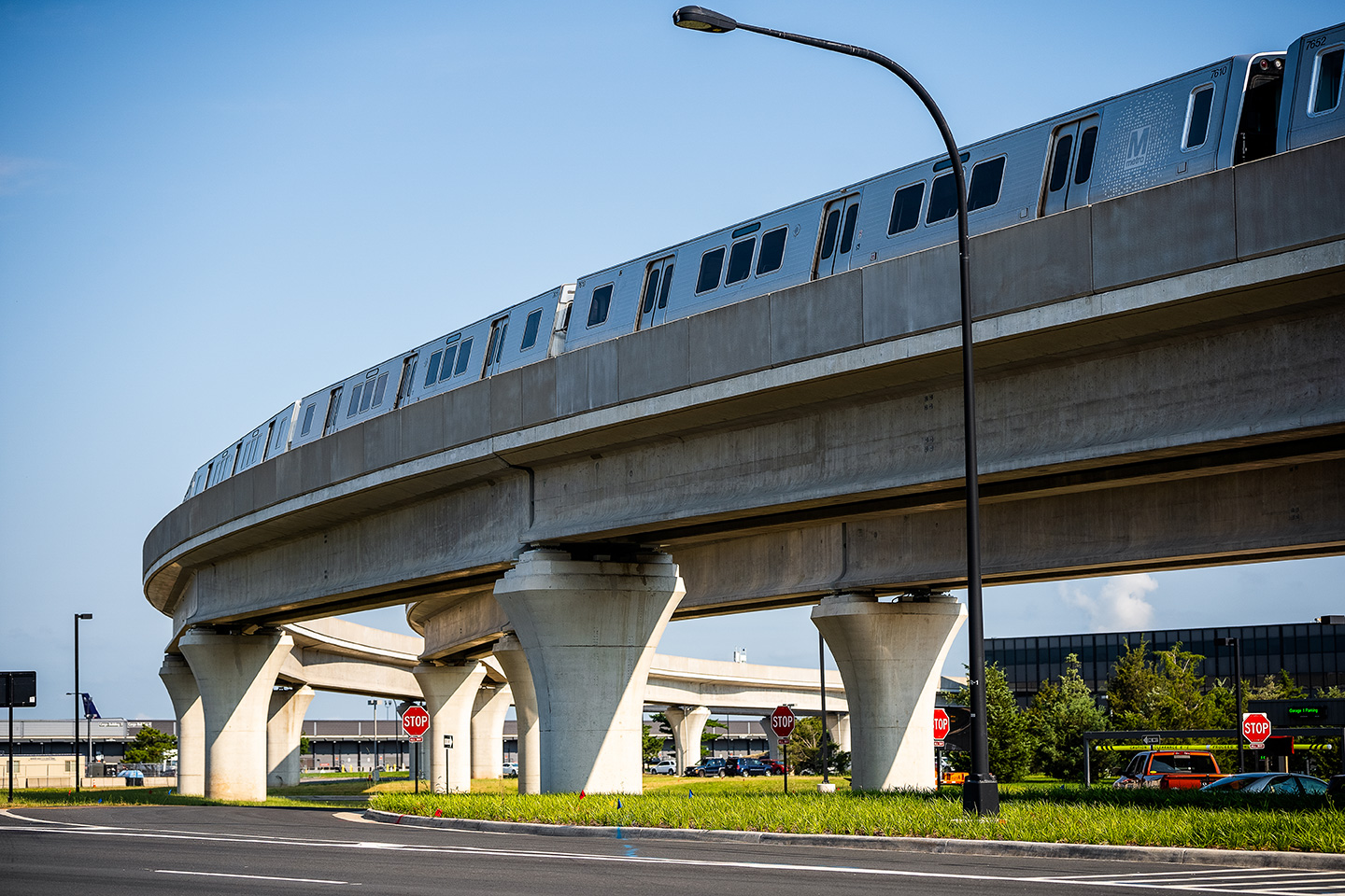 The $1.18-billion second phase of the Dulles Corridor Metrorail, also known as the Silver Line, is an 11.4-mile extension by the design-build team of Capital Rail Constructors for the Metropolitan Washington Airports Authority.