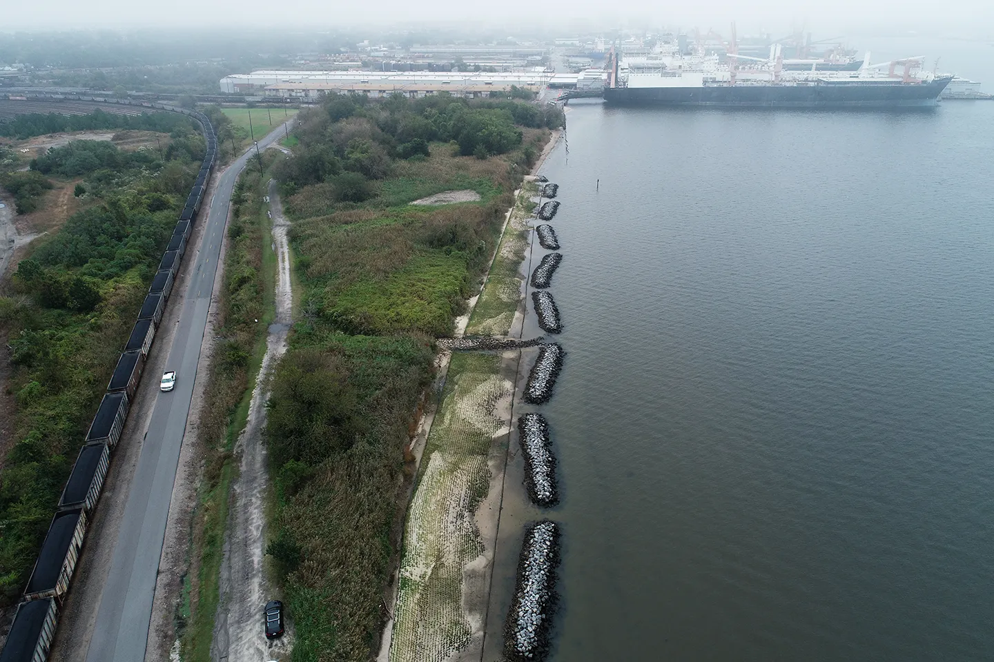 Elizabeth River Living Shoreline project in Norfolk, Virginia. 