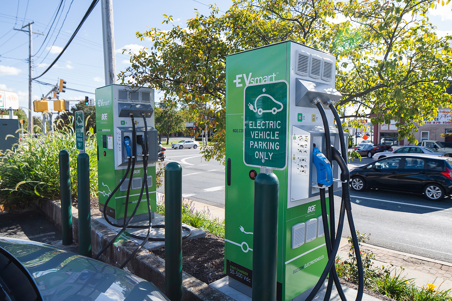 EV charging stations are becoming more common in densely populated areas, as well as areas with many traditional gas stations.