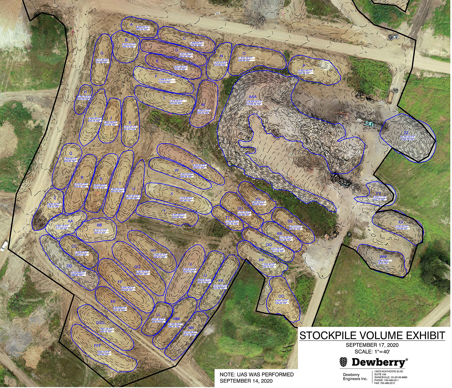 Georeferenced Orthomosaic Showing Remediated Soil Stockpiles