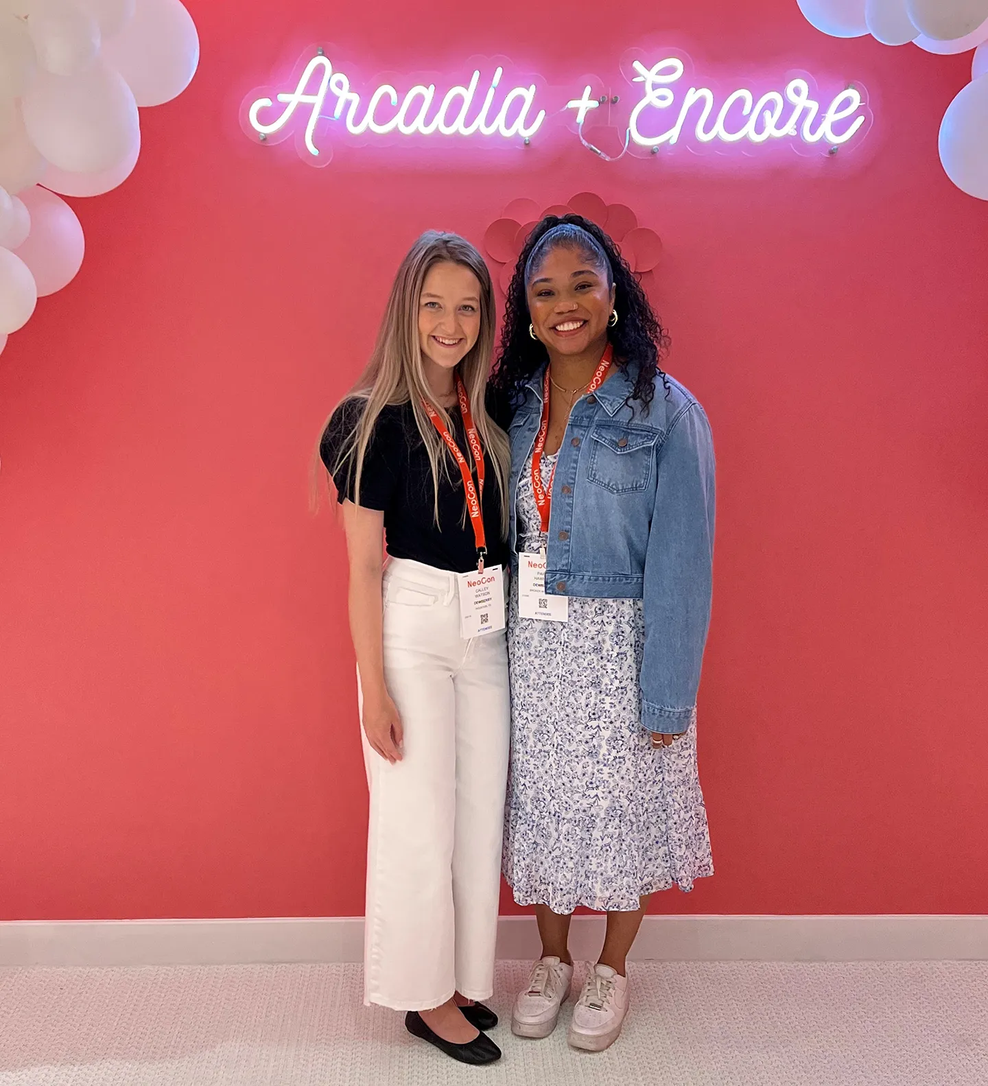 Calley Watson (left) and Paige Hawkins (right) at the Arcadia showroom on day one of Neocon.