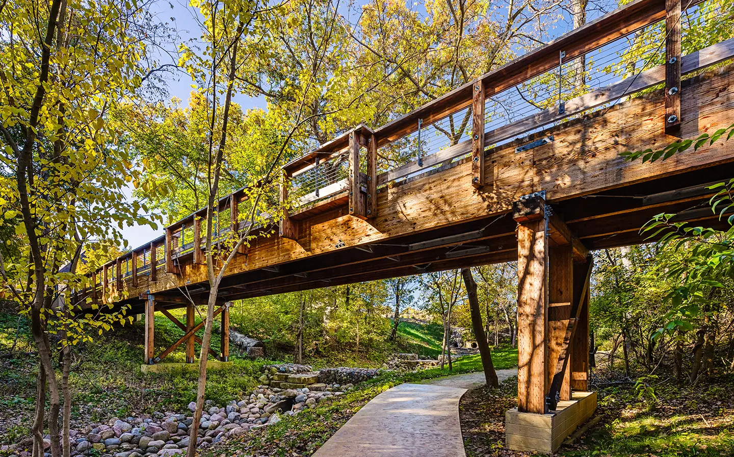 Example of equitable use: The Pekin Insurance Corporate Headquarters bridge and path project.