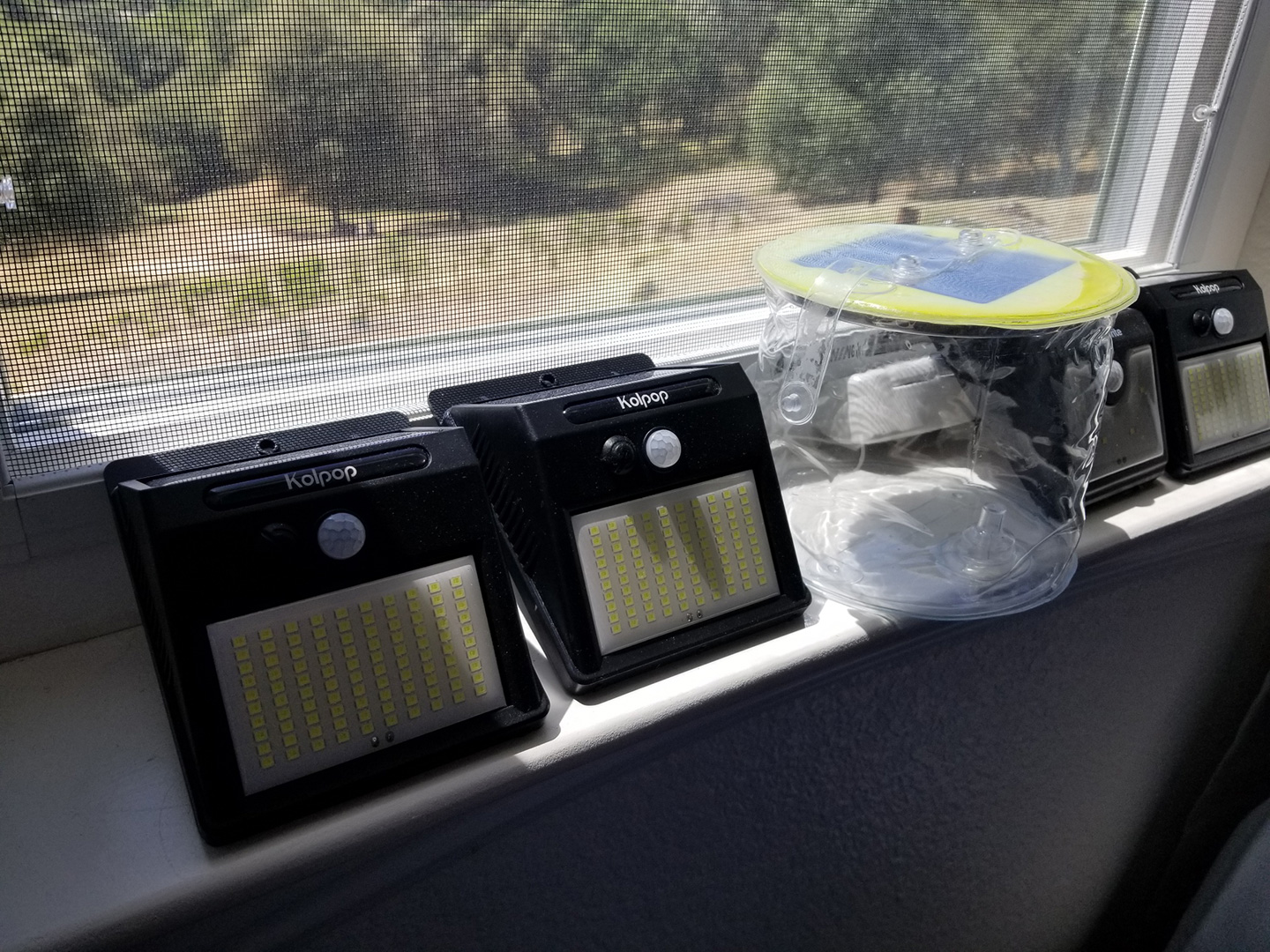 Solar lights on window sill