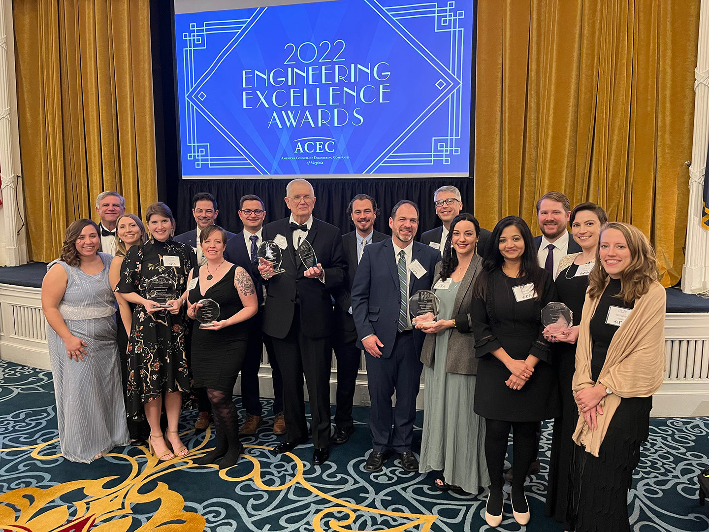 Dewberry was recognized with five awards, including the Pinnacle Award, during the 2022 ACEC VA Engineering Excellence Awards ceremony. Photo courtesy of Dewberry.