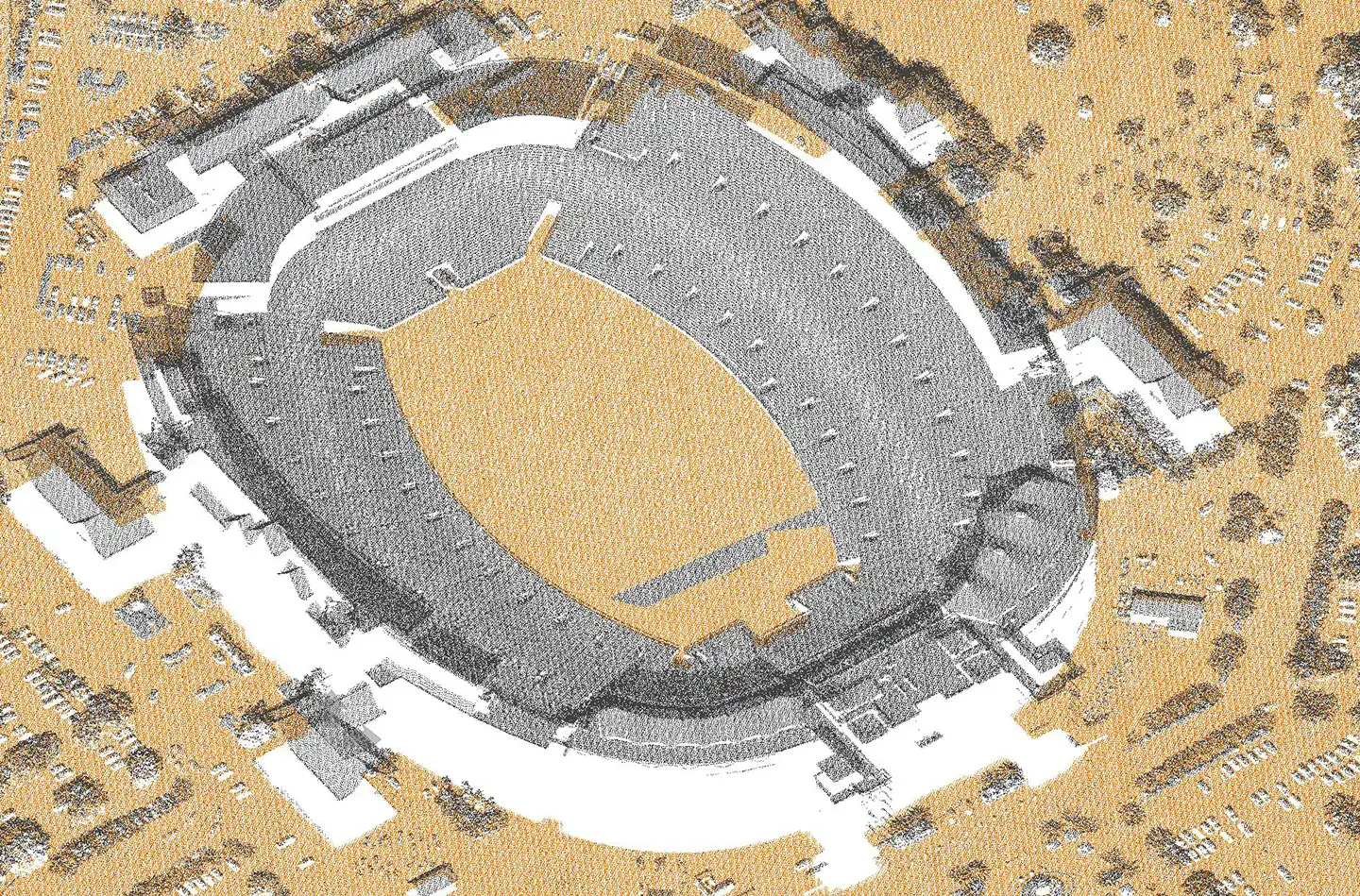 3D view of lidar point cloud data for Florida State University Football Stadium from USGS Hurricane Michael lidar project in 2020.
