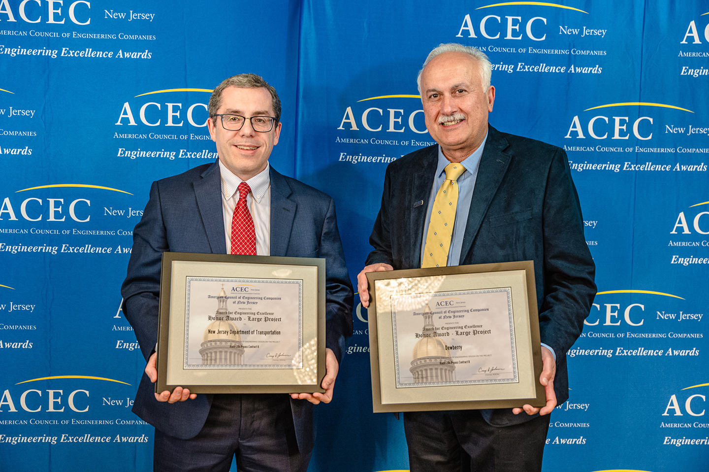 David Hill and H. Ali Vaezi accepted the award at the ACEC New Jersey Chapter’s Awards Banquet. Photo courtesy of ACEC New Jersey.