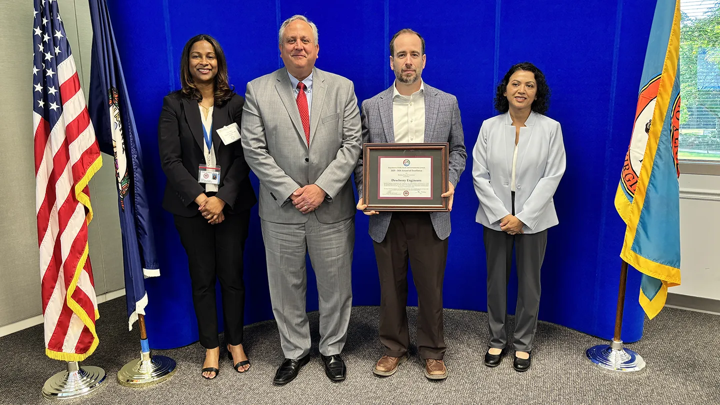 Dewberry recognized with Fairfax County 2025-2026 Award of Excellence. Photo courtesy of Fairfax County.