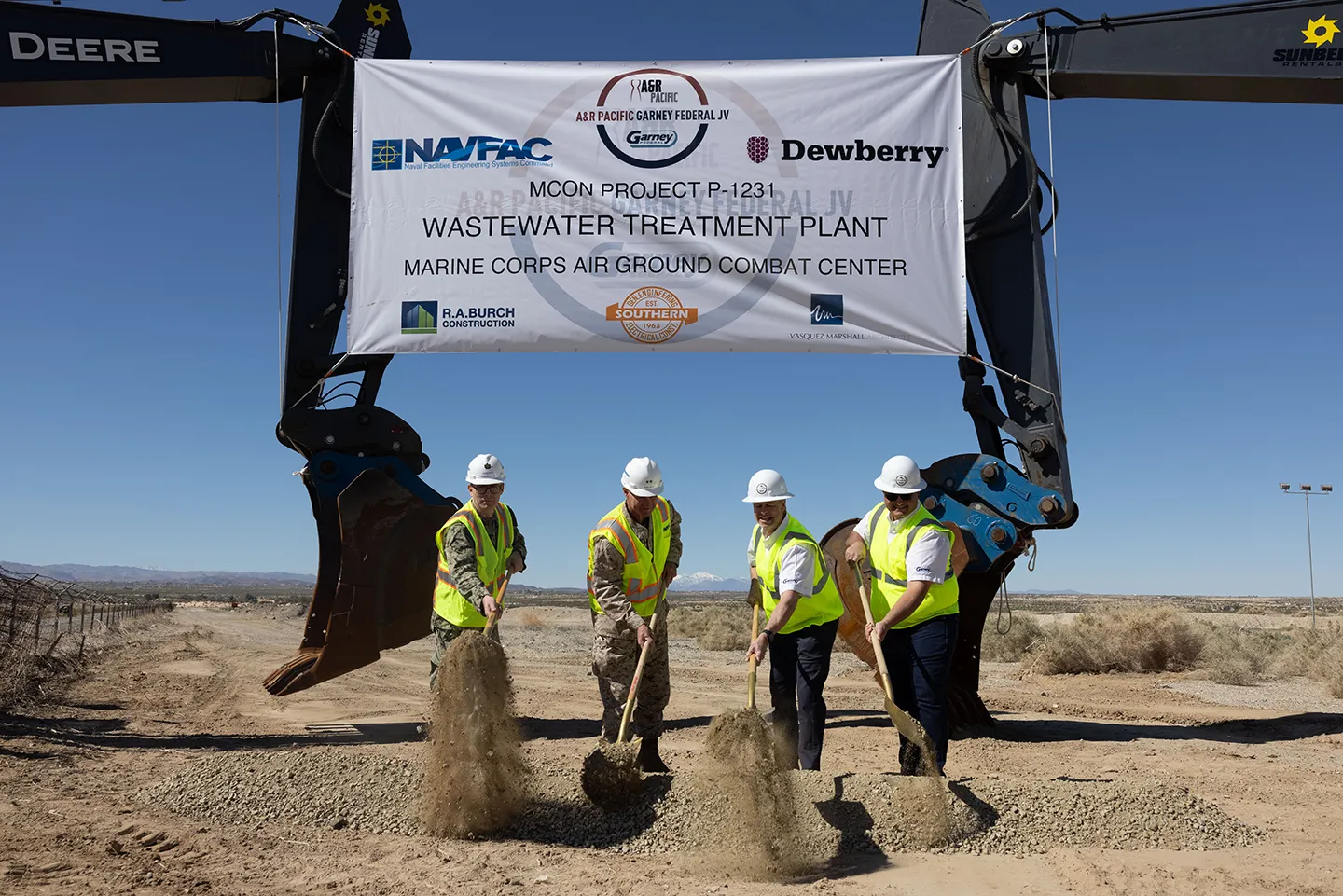 A&R Pacific-Garney Federal JV team breaks ground on Marine Corps Air Ground Combat Center wastewater treatment plant. Photo courtesy of Defense Visual Information Distribution Service.