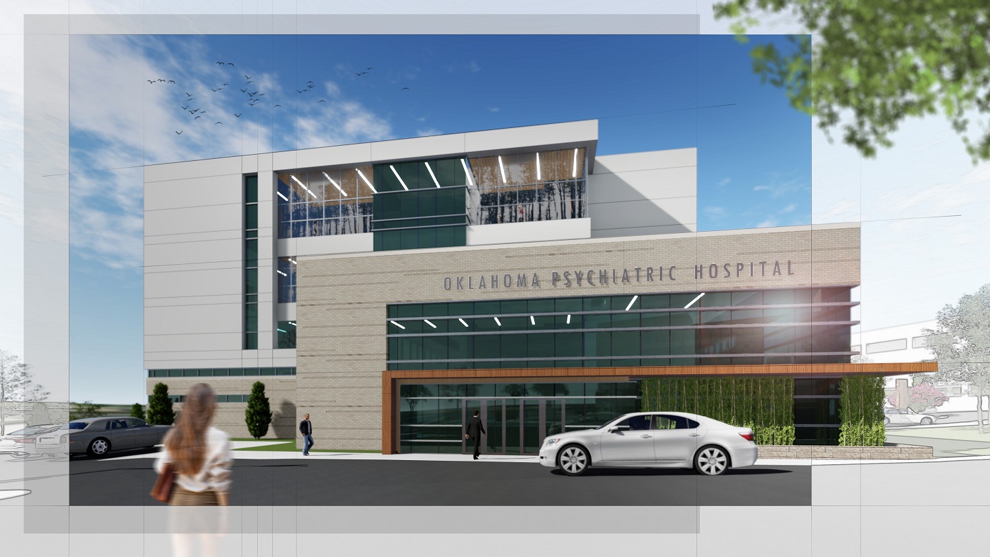 New State Psychiatric Hospital will be constructed in downtown Tulsa, Oklahoma. Image courtesy of Dewberry.