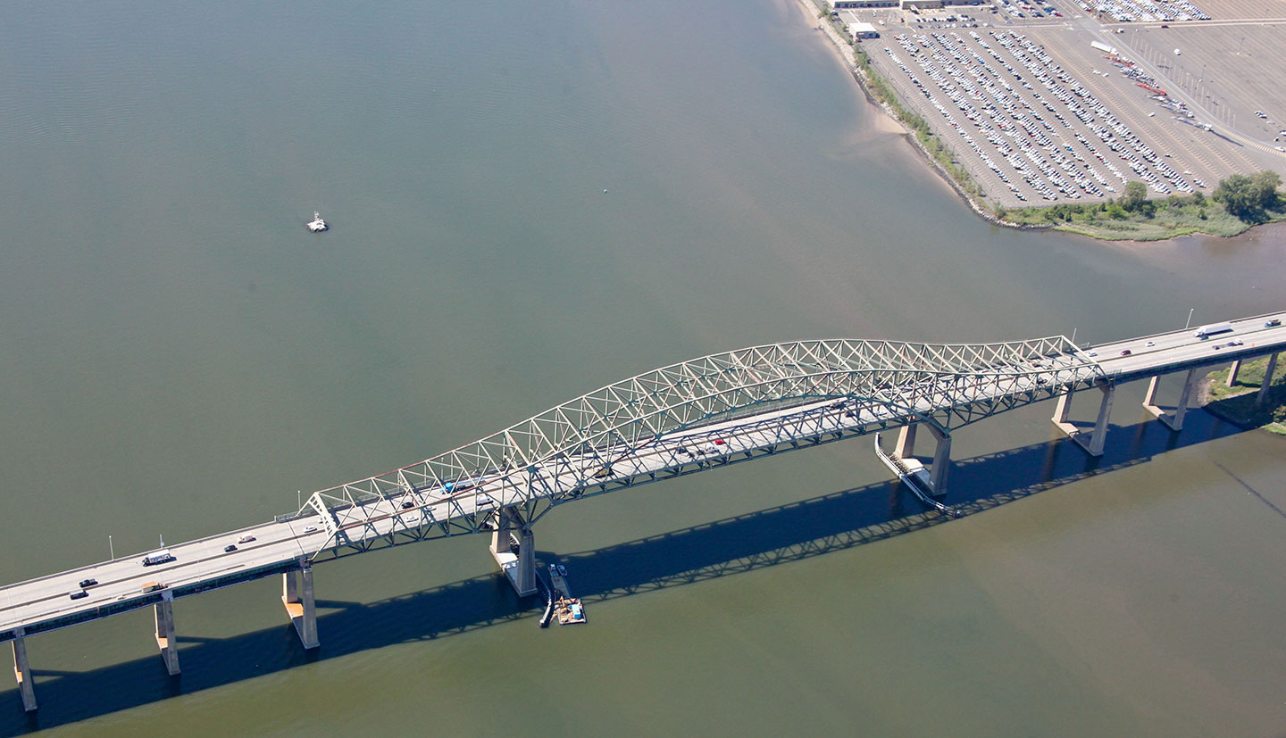 The rehabilitation of the Newark Bay Bridge was comprised of structural steel and substructure repairs. Photo courtesy of Intervision New Media.
