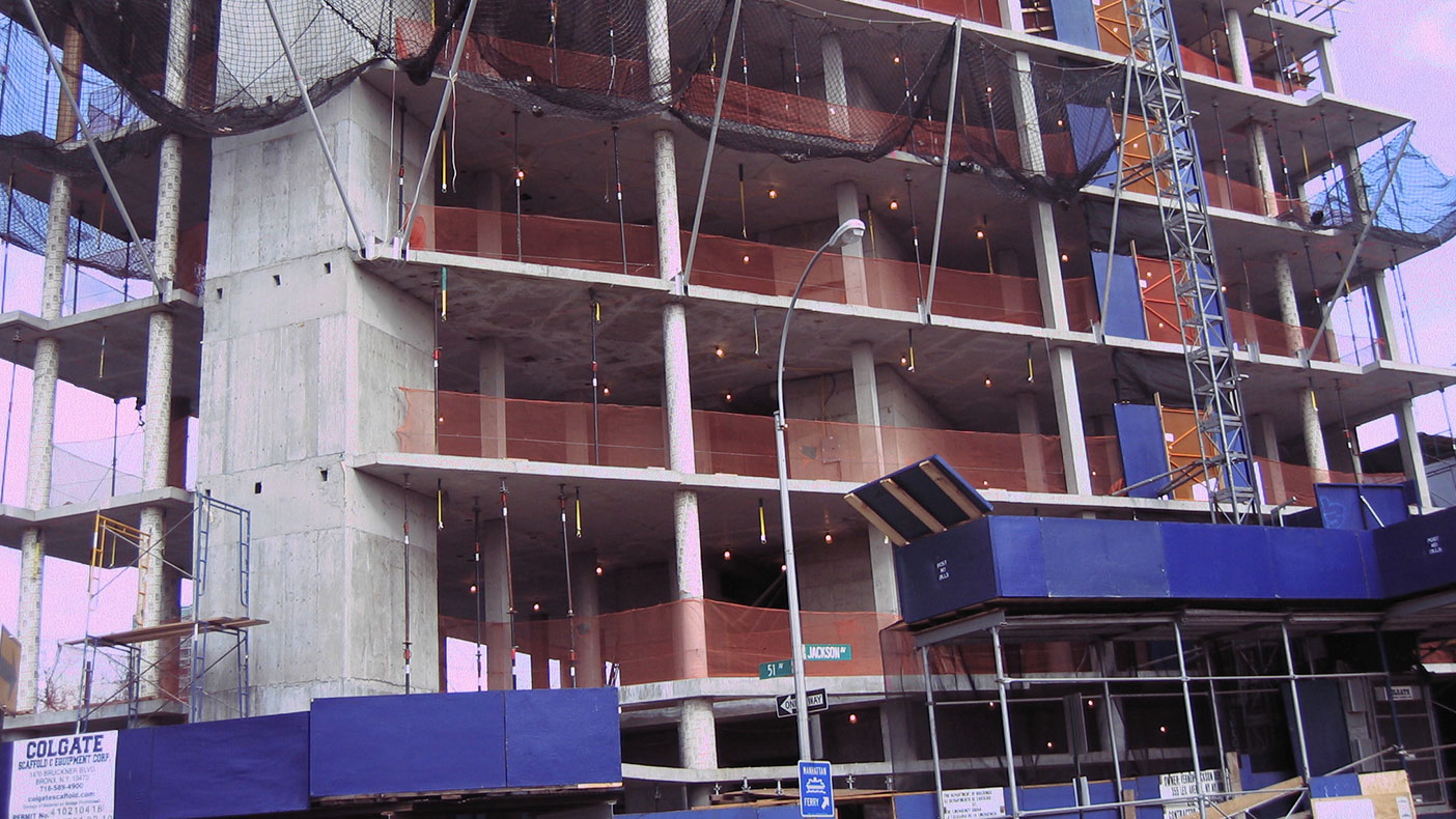 The building’s lateral system consisted of concrete shear walls and column shapes varied to meet architectural requirements. Photo courtesy Studio V Architecture.