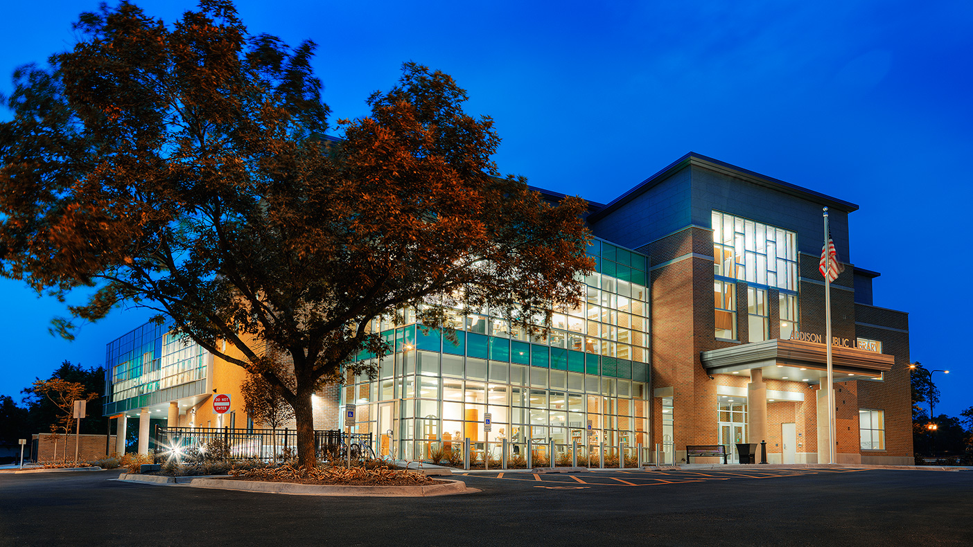 The new three-level library features a welcoming social space that doubles as a wireless Internet café as well as a large meeting room configured for use while the library is closed.