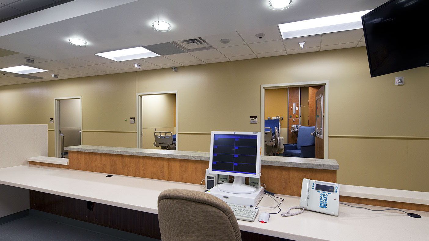 Our contributions doubled the area for the emergency and surgery departments – a total of 186,000 square feet. The new space now consists of a waiting area, triage, exam rooms, behavioral holding, decontamination, and isolation rooms.