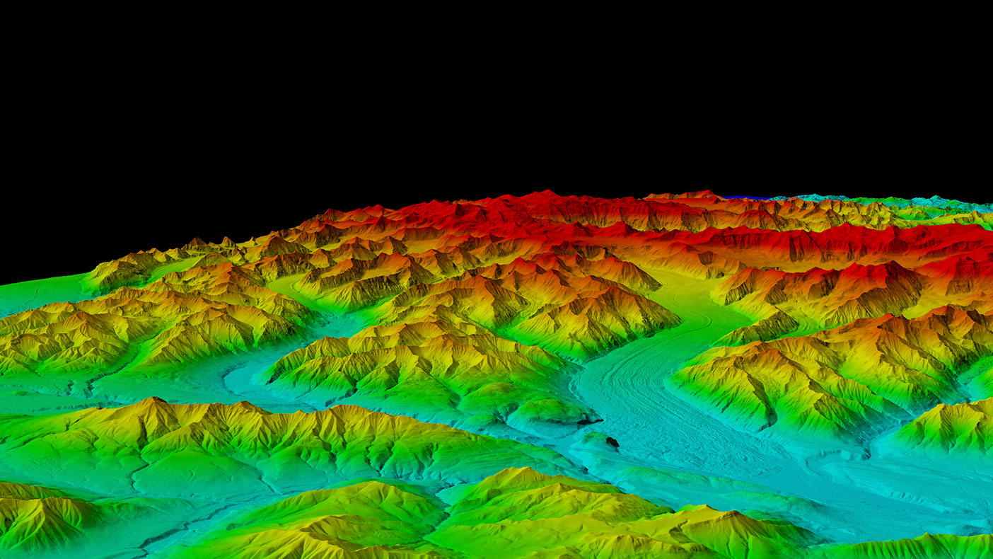 Many of the valleys shown here have near perpetual cloud cover, but were successfully mapped using IFSAR technology.