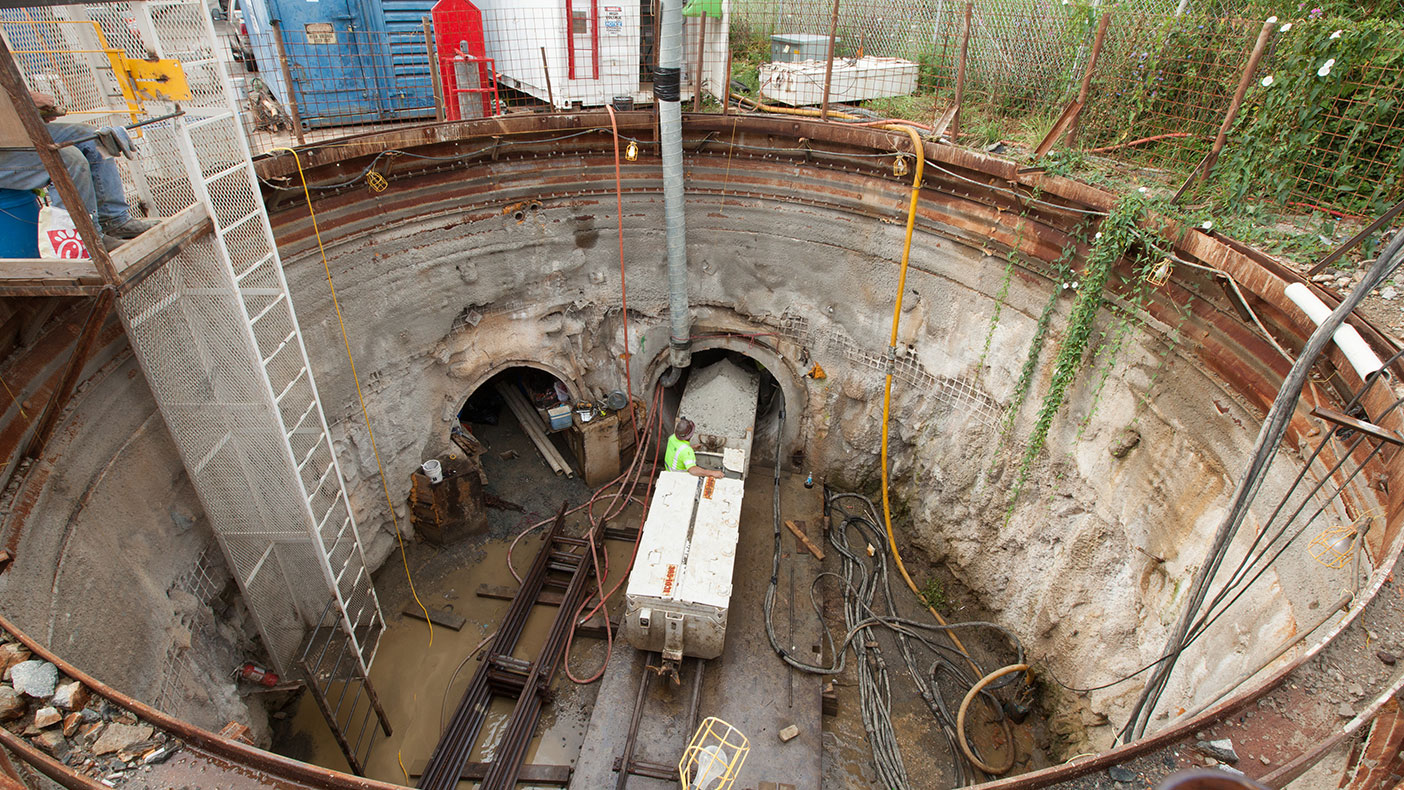 The sewer line was installed in a 72-inch tunnel in hard rock through a commercial/residential neighborhood.