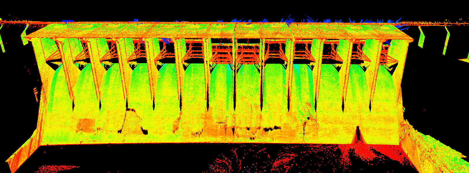 The scans provided an in-depth look at the concrete and the existing condition of each spillway. 