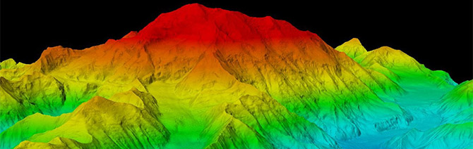 Denali A synthetic view of Denali's IFSAR elevation data.