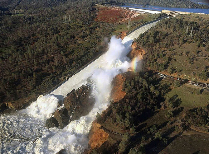 Erosion on Oroville's main spillway.