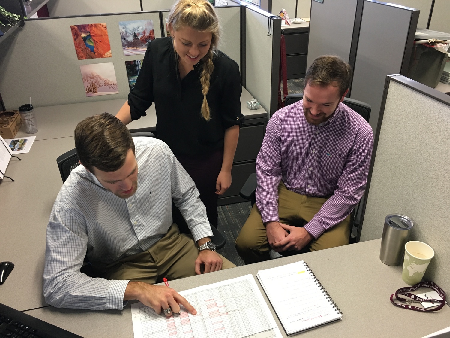 Graduate engineers Austin Beshears, Kate Corbett, and Thorne King are all involved in the training program.
