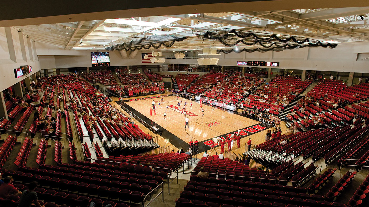 The complex houses a 4,200-seat arena for women’s basketball and volleyball and a new practice facility.