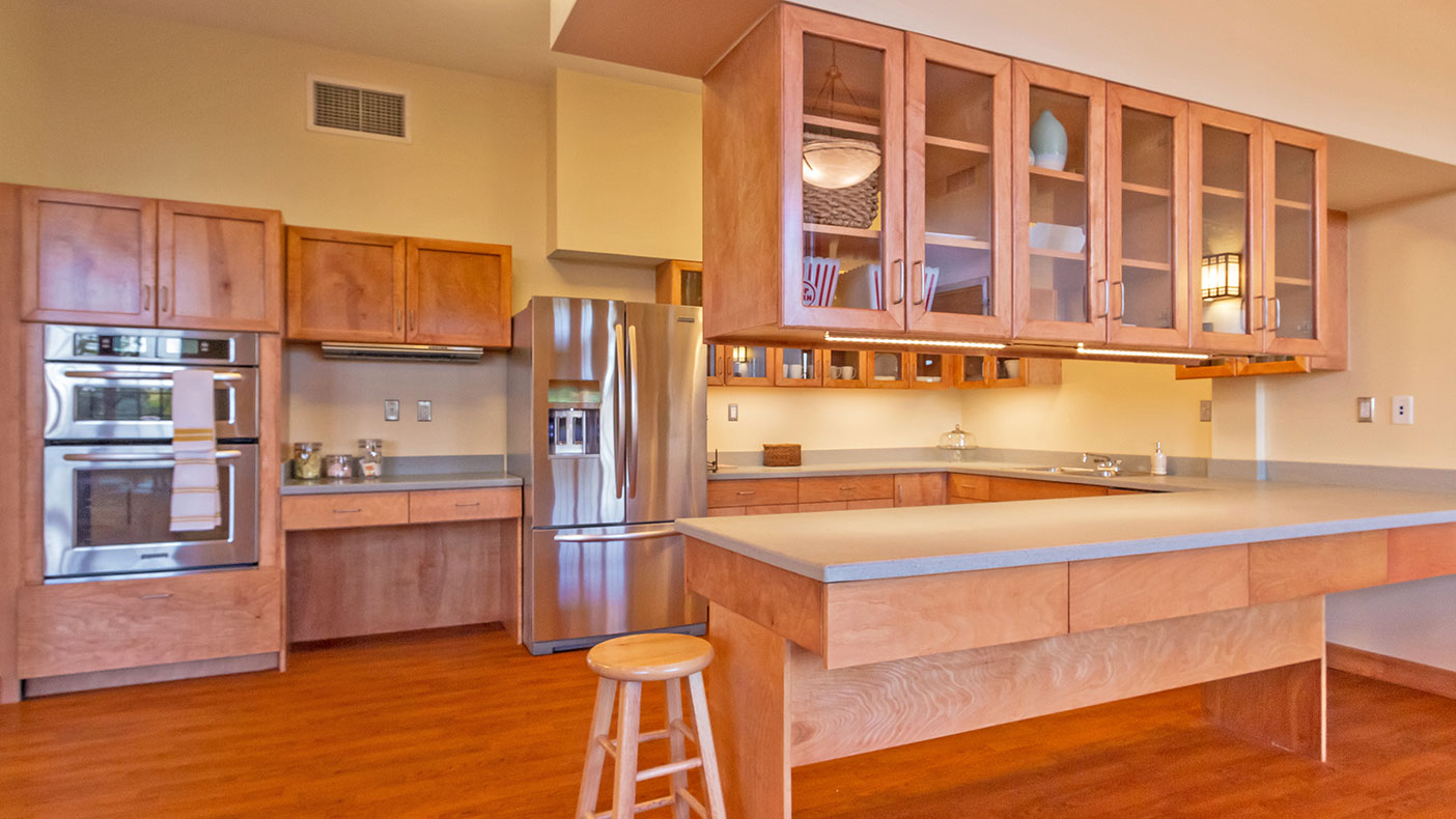 View of a family kitchen.