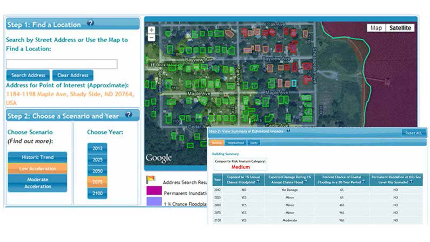 Our easy-to-use geospatial viewer was developed to facilitate community adaptation to sea level rise. 