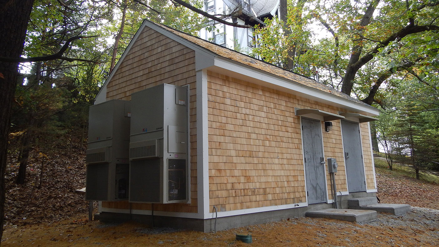 A series of underground coax cables connected the antennas to a nearby shelter, hidden behind an existing retaining wall.