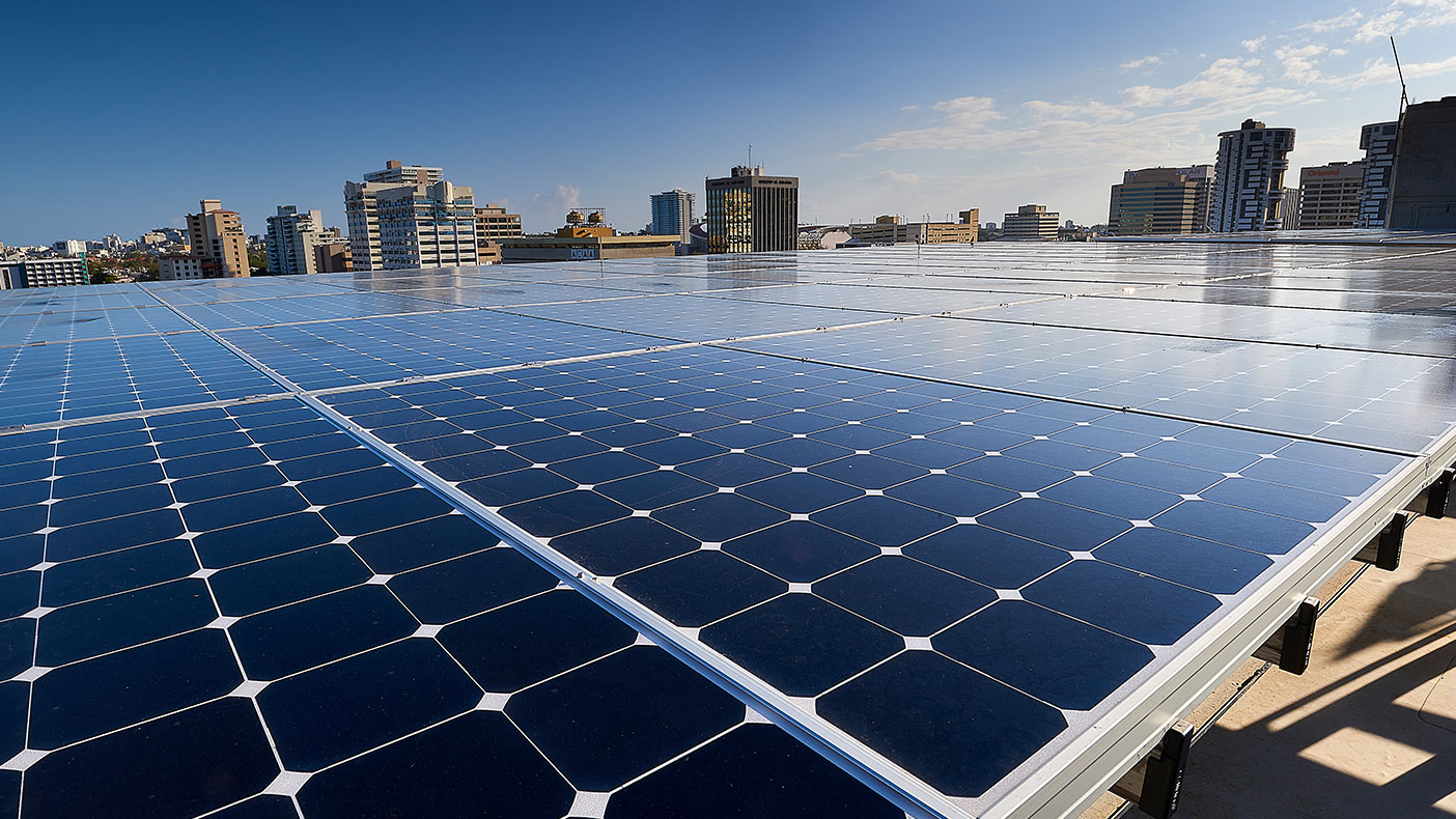 New solar thermal and photovoltaic systems were installed on the upper roof of the office building. 