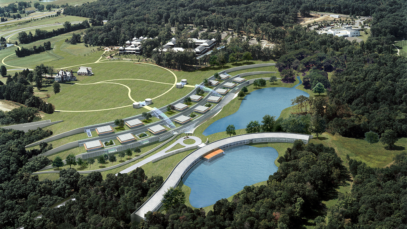 The 450,000-square-foot research and laboratory building is known as the Landscape Building, due to its unique setting within the hillside sloping toward the Potomac River.