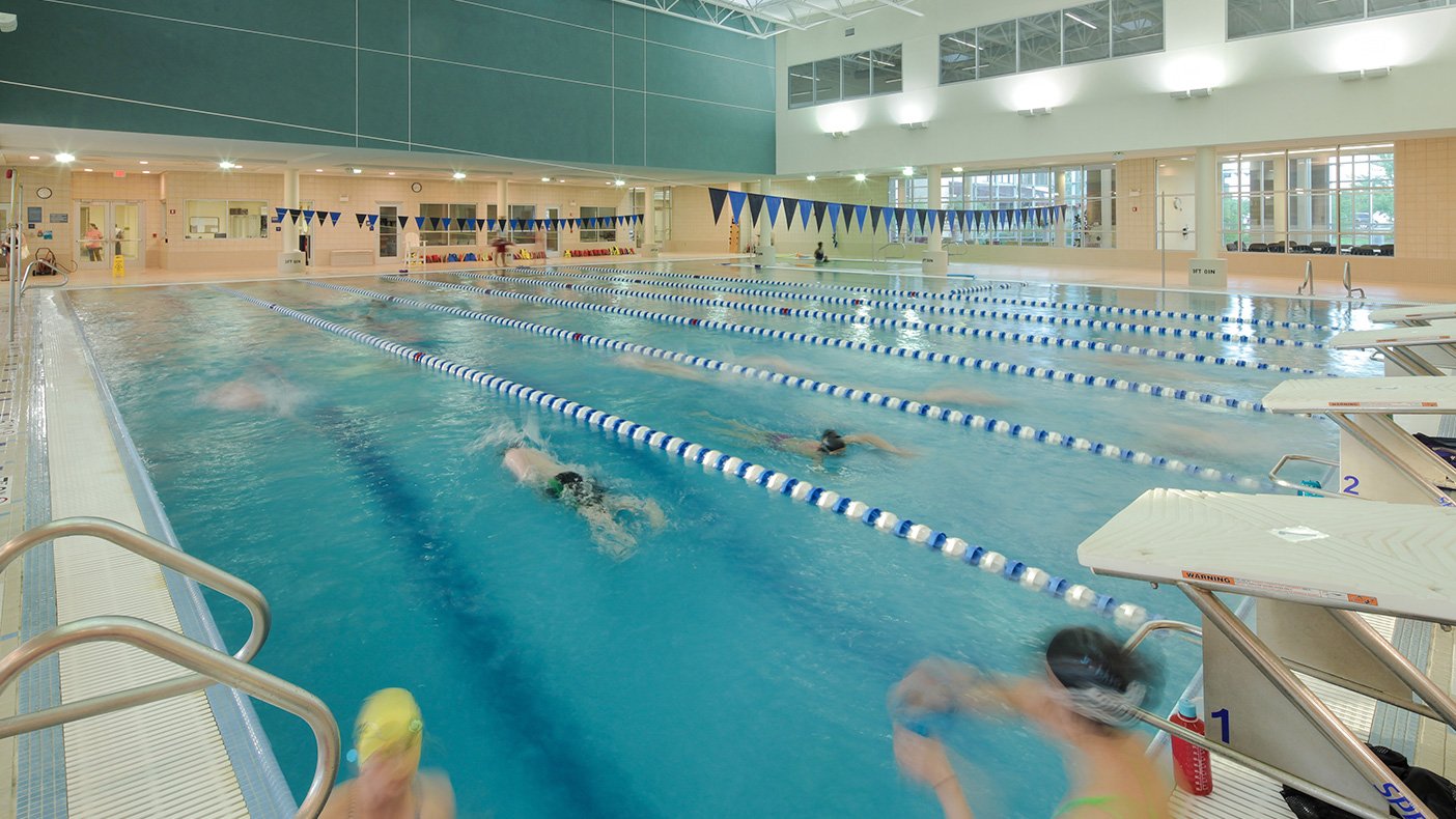 The recreation center hosts many types of programs, including competitive swimming, personal training, counseling, and education plus fitness classes and special events.