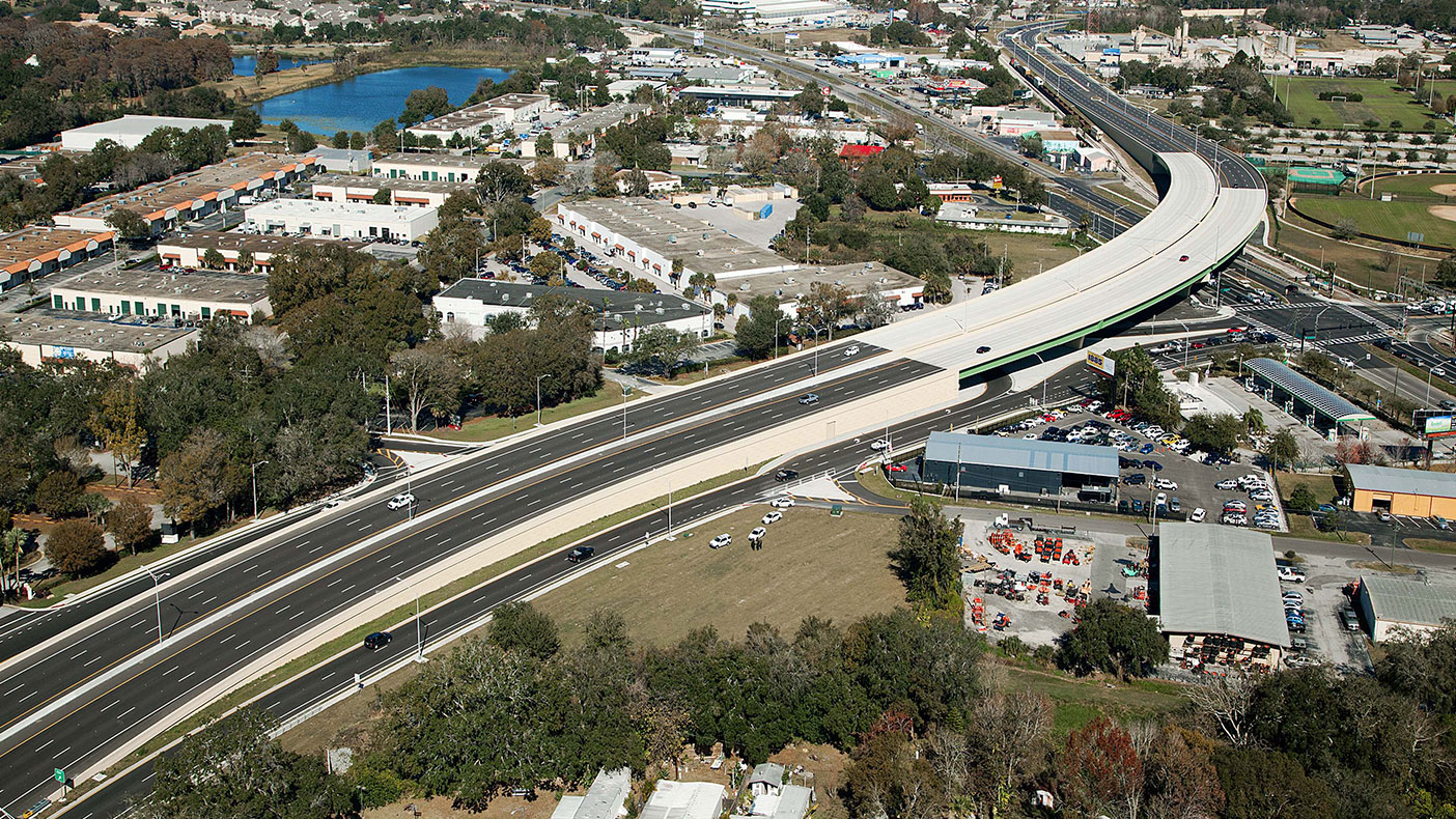 The John Young Parkway extension included new alignments, milling, resurfacing, and major bridge construction.