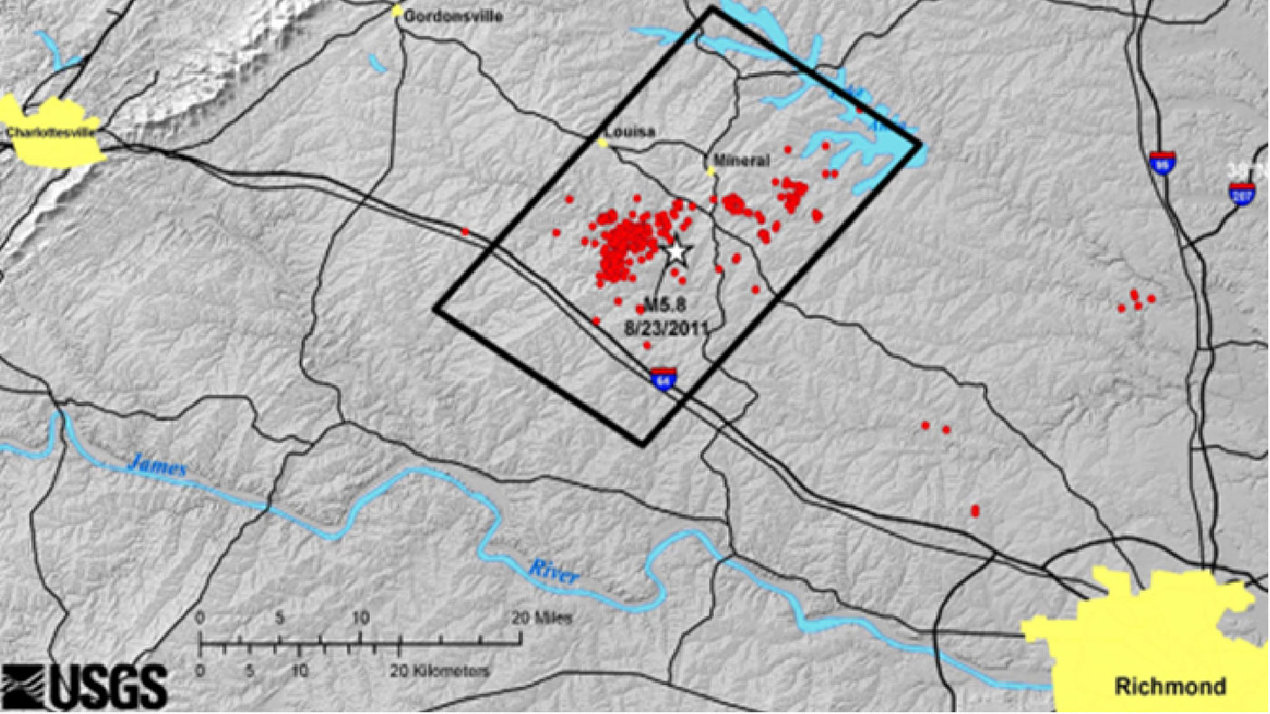 With our LiDAR data, USGS geologists were able to map earthquake faults not visible when walking on the terrain in central Virginia, including areas surrounding the North Anna Nuclear Power Plant.