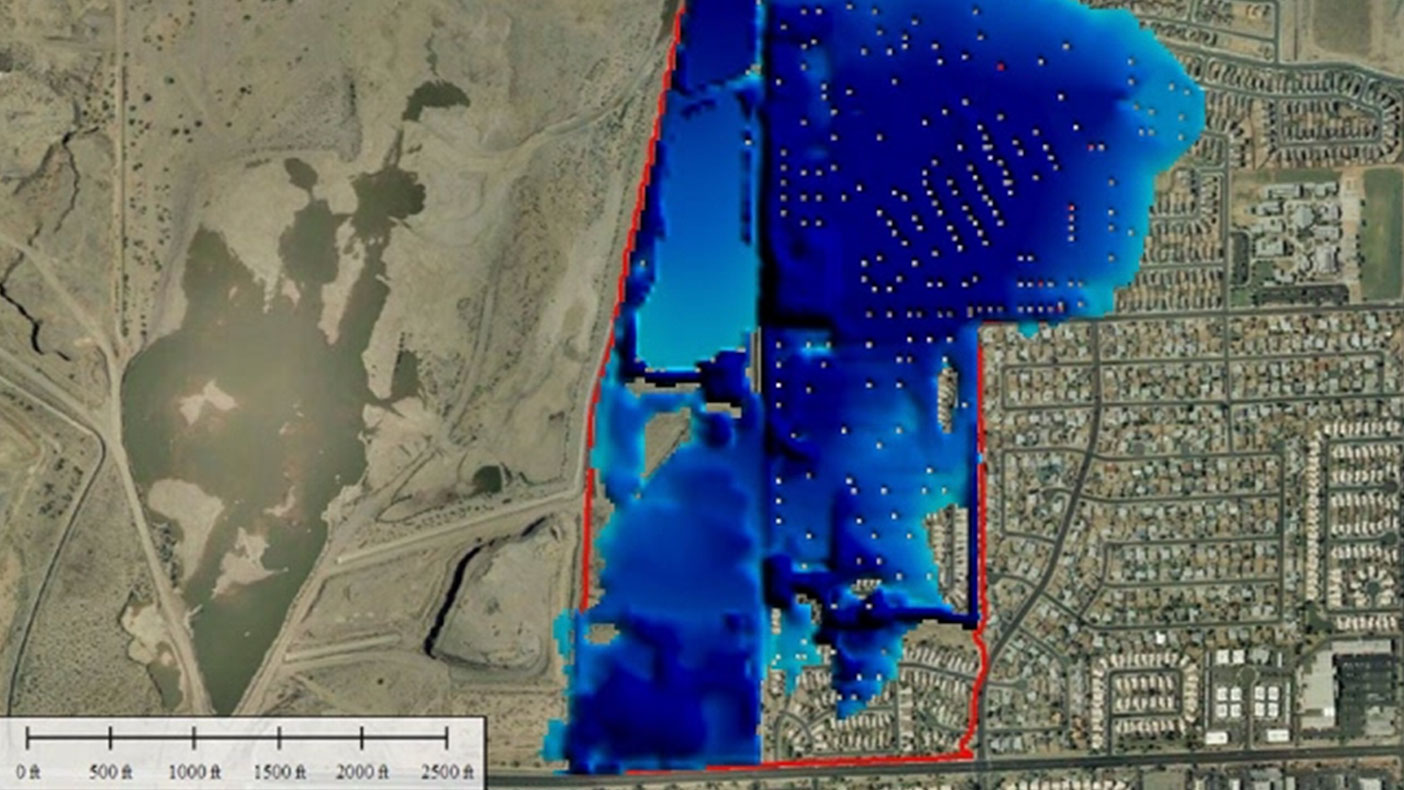 One of our EAPs used 2-D animation to display the depths of flooding in the inundation areas, in the event of a levee breach. Dark blue represents areas of greater flooding depth.