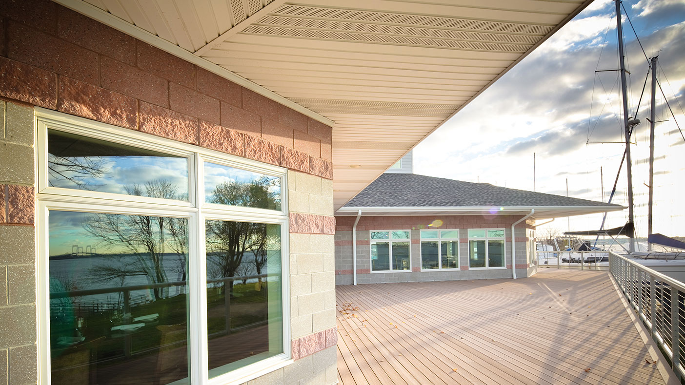 A large deck was constructed allowing for scenic views of Long Island Sound.