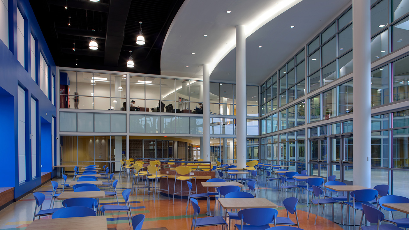 The 68,000-SF building accommodates a variety of student programs and administrative functions.