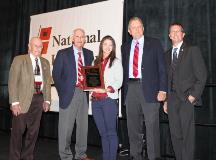 Lauren Hand receives NHC award. Photo courtesy of Dewberry.