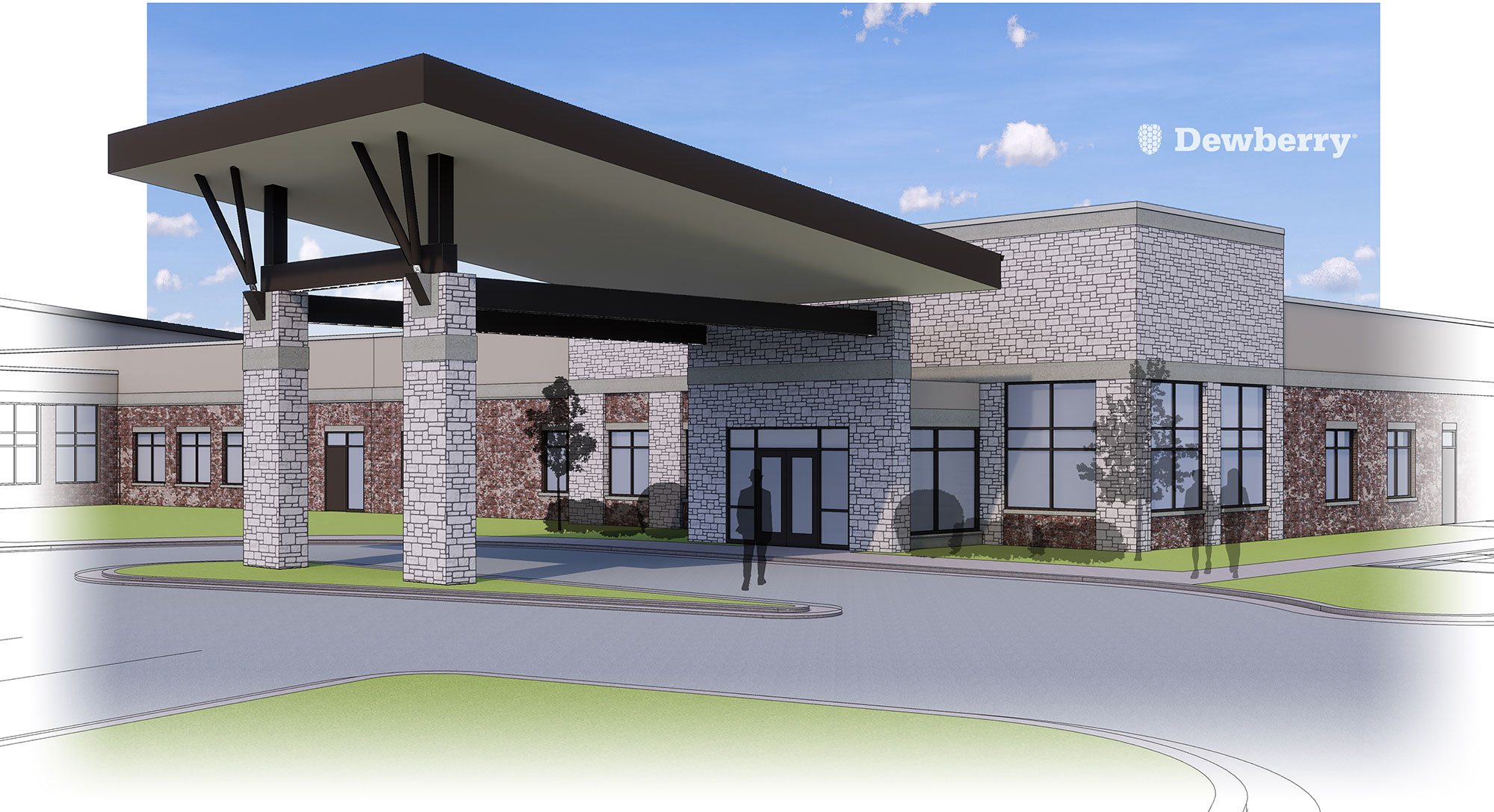 The new SoundMind Behavioral Health Hospital will open in Broken Arrow, Oklahoma, in 2021. Rendering courtesy of Dewberry.