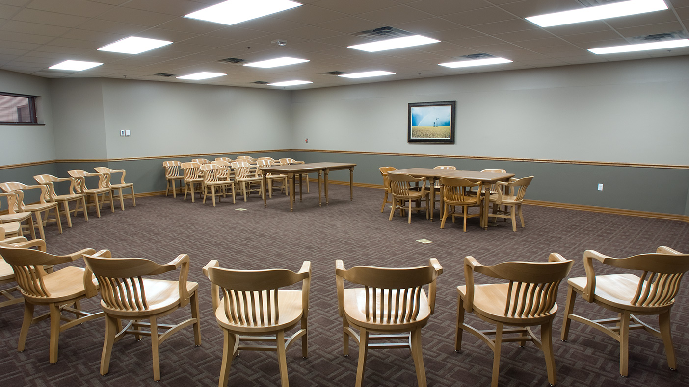 The facility’s non-medical spaces include a mock courtroom, multi-purpose room, exercise room, canteen, beauty parlor, and gym equipped with a basketball goal and movie projector.