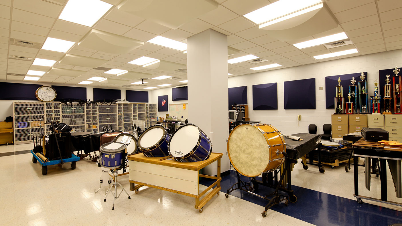 The band rooms were redesigned to accommodate equipment and students more comfortably. 