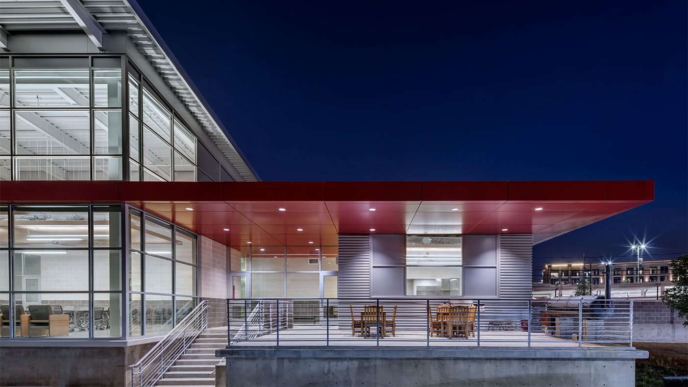 The building achieved LEED Silver® and includes a solar water heating system and geothermal heating and cooling.