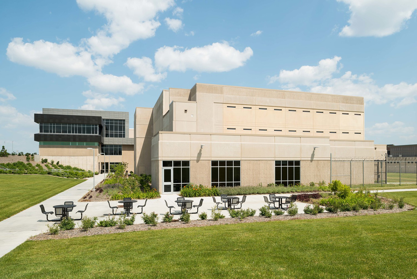 Separate staff areas, which include training facilities, lockers, and break areas, are served from an entrance separated from the public.