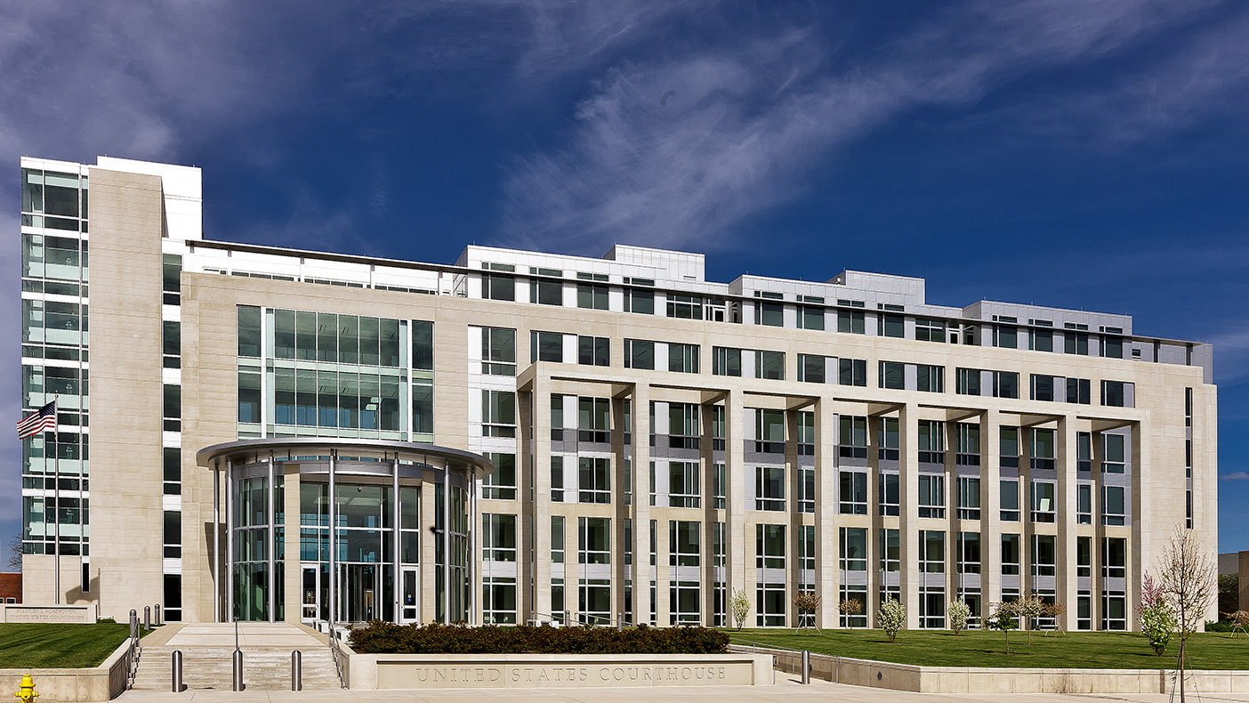 The $100-million, 197,000-SF courthouse was developed as part of the GSA's Design Excellence program and designed in collaboration with Koetter Kim & Associates.